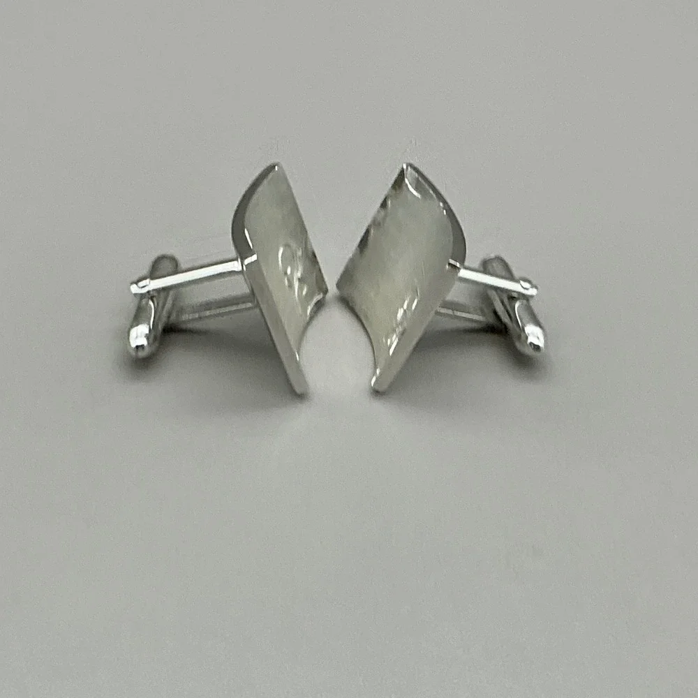 Swank Vintage Square Cufflinks Silver Tone Engraved Scroll Men's Dress Jewelry